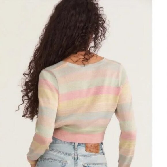 Loveshackfancy Metallic Stripe Asteria Crop Cardigan NWT - Picture 4 of 12